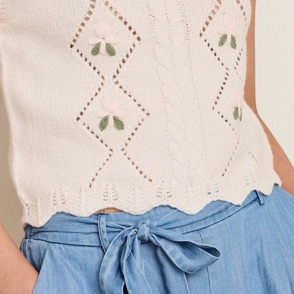 SINCERELY JULES Angie Floral Cable Knit
Sweater Tank - Picture 8 of 14